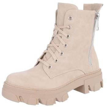 Bikerboot Damen – Beige, klassisches Western-Design aus Italien