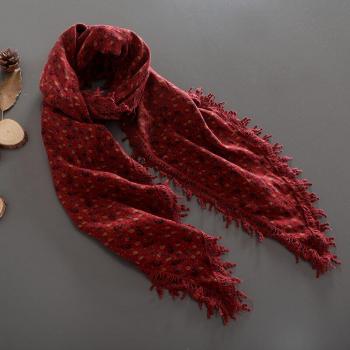 Soft Cotton Yarn Scarf with Floral Print