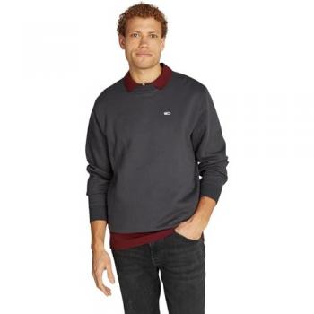 Sudadera Tommy Jeans Reg Flag Fleece Crew gris oscuro
