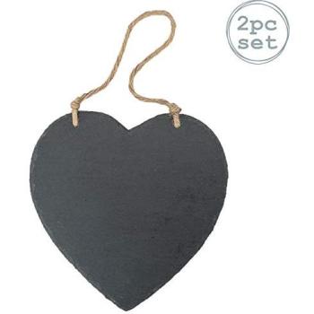 Spring Slate Love‑Shape Notice Board – 24.5 × 24.5 cm – Natural, Pack of 2 (Grey)