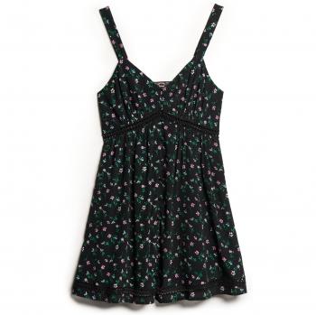 Vestito Corto Senza Maniche Superdry Lace Trim Cosmo Nero S