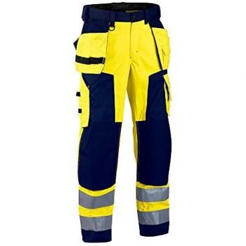 Blaklader Pantalon Artisan grande visibilité Softshell, Taille 56c, Jaune/Bleu
