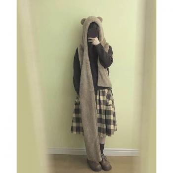 Gorro de invierno con capucha y orejas de oso
