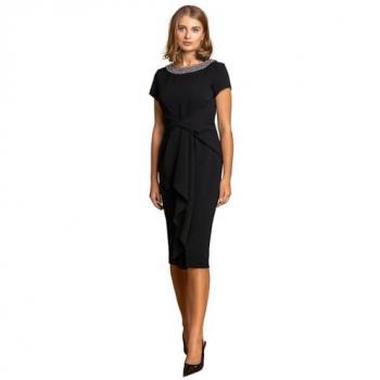 Embellished Twist Waist Stretch Midi Dress