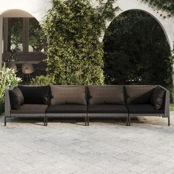 Conjunto de Almofadões Jardim 4 Pcs VidaXL Vime Cinza Escuro