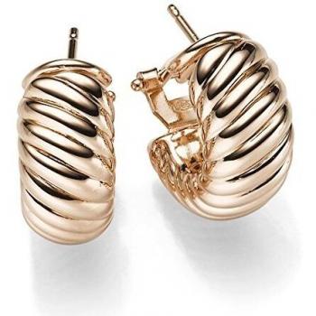 Glitzernde Ohrcreolen 20 mm × 19 mm Clip‑Stecker, 585 Gold – Rotgold‑Design
