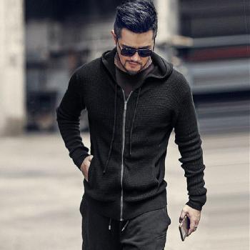 Suéter con capucha y cremallera para hombre J812