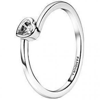 Anillo de Plata Corazón Solitario Inclinado Pandora