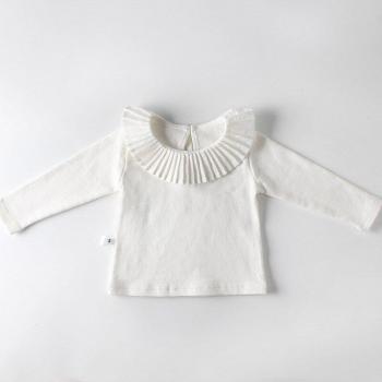 Kleines Mädchen T-Shirt aus Baumwolle mit Plissee-Kragen, 0-24 Monate