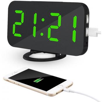 Kidsidol Reloj de Alarma Digital LED con Función Power Bank y Puertos USB