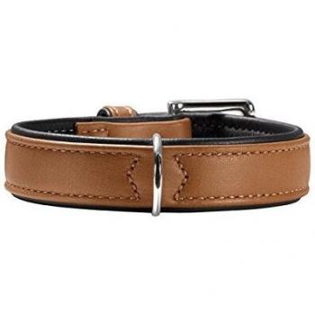 HUNTER CANADIAN Hundehalsband, Leder, hochwertig, weich, 40, cognac/schwarz