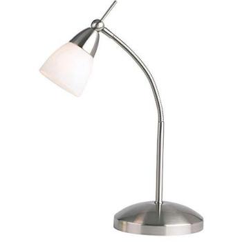 Touch‑Dimmer Table Lamp in Satin Chrome, Glass Shade – Classic Reading Task