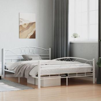 Lit Métallique Blanc 140x200 cm sans Matelas Prolenta