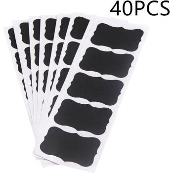 40Pcs Black PVC Kitchen Label Stickers