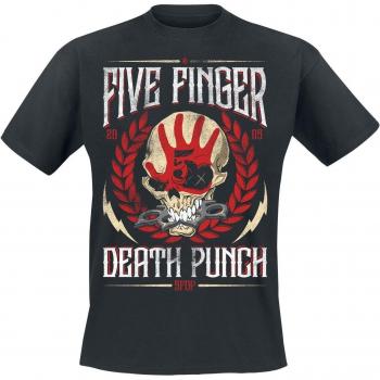 Five Finger Death Punch Men's Black Laurel Emblem V1 T-Shirt (S to XXL)
