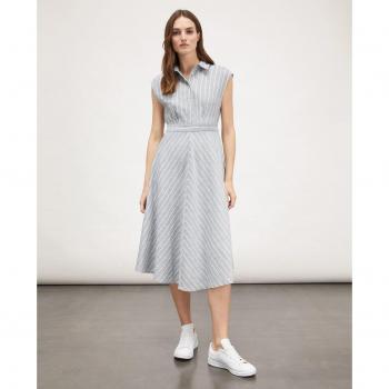 Vestido Camisero con Rayas Diplomáticas y Cuello