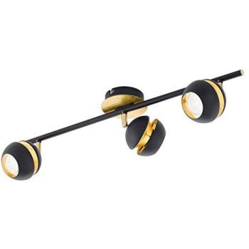 Premium Black Gold Flush 3‑Spot LED Ceiling Lamp – GU10 3 × 3.3 W, Full Shade & Back Plate