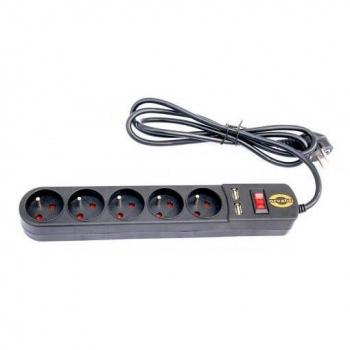 Orvaldi ORV5 USB Power Strip with 5 Sockets and Surge Protection