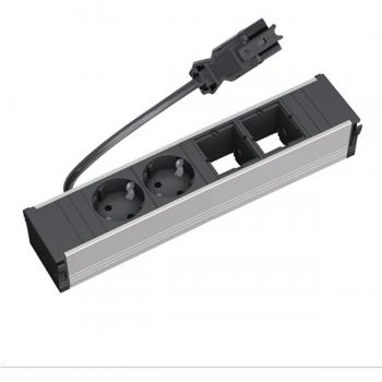 Bachmann CONI 4-fach Einbaurahmen Steckdose schwarz RAL 9005 (911.091)