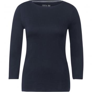 Cecil Damen 3/4 Arm Shirt U-Boot-Ausschnitt Blau XXL