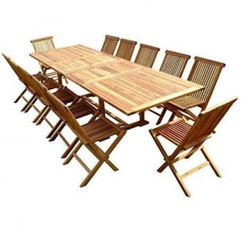 Ensemble de Jardin KALOA en Teck Huilé 12 Chaises