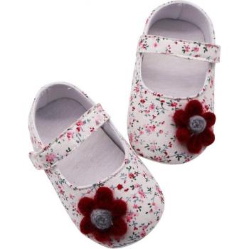 Newborn Girls Anti-Slip Soft Sole Shoes with Floral Embellishments