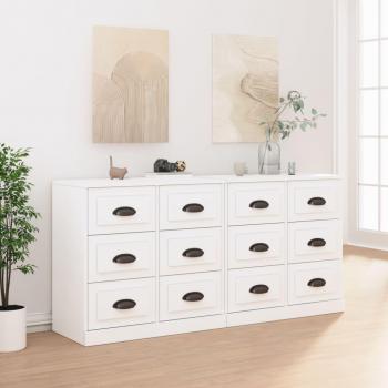 Buffet 2 pièces blanc en bois d'ingénierie