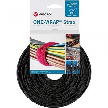 One Wrap Strap – Attache-câbles velcro noir, 20 cm × 200 mm – 100 unités