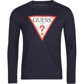 Guess Men's Blue Original Logo Long Sleeve Tee