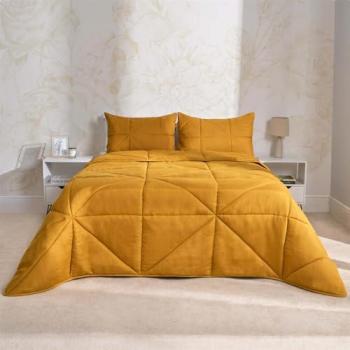 Coverless King Size Geo Quilted 7.5 TOG Duvet & Pillowcase Set – Ochre by OHS