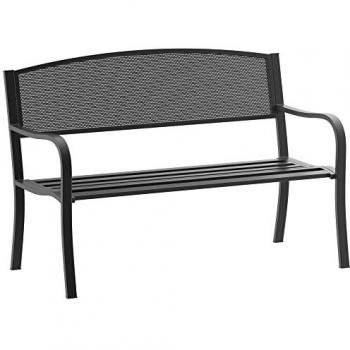 Banco de Balcón Outsunny 127 × 60 × 87 cm, negro, respaldo metálico