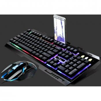Teclado gaming con retroiluminación RGB y ratón USB