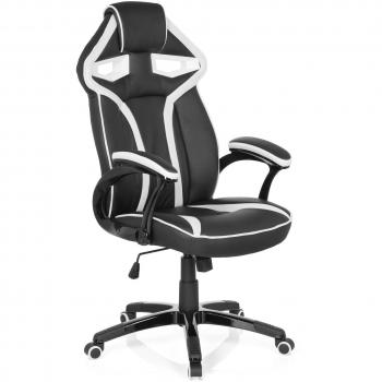 HJC Office Guardian Gaming‑Stuhl (Schwarz/Weiß) – Mit Armlehnen & Wippe