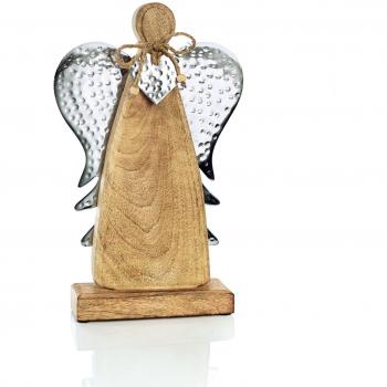 Metall-Holz Engel Dekofigur – ca. 32 cm Natur
