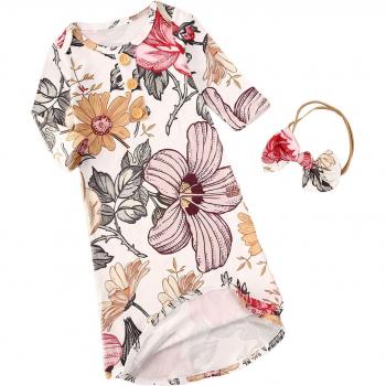 Robe et sac de nuit en coton pour bébé avec bandeau