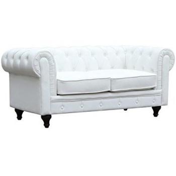 Sofá Chesterfield Aliza (2 plazas) – Blanco