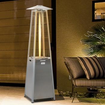Alfresco 190cm Pyramid Patio Gas Heater Silver 11.2KW, Silver