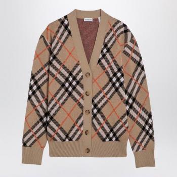 Burberry Women's Wool And Mohair Cardigan With Check Pattern in Beige | Size XS