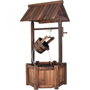 Puits en Bois avec Pompe pour Jardin, 60x57x115 cm