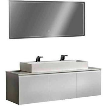 Mueble Luna 1600 en Blanco Mate con Lavabo de Fundición Mineral (TWG07)