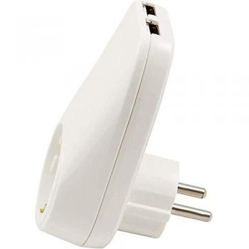 Zwischen-Stecker Steckdose mit USB Netzteil Ladeanschluss Ladegerät 2x Anschluss