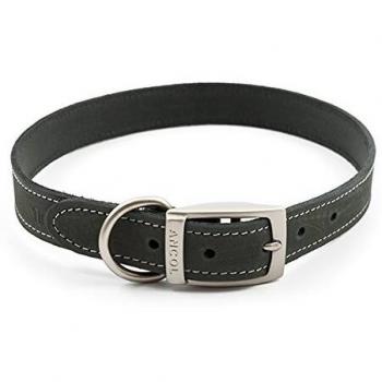 Ancol Grey Leather Dog Collar, 45‑54 cm, Timberwolf Style