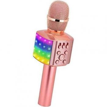 BONAOK Upgraded Bluetooth Karaoke Wireless Microphone with Flashing Colorful LED Lights, 4 in 1 Portable Bluetooth Karaoke Machine Home Party Microphone Gift for Android/PC