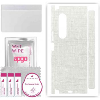 Faja de protección apGO para Samsung Galaxy Z Fold 3 – Película completa en foil y vinilo, patrón tela blanca