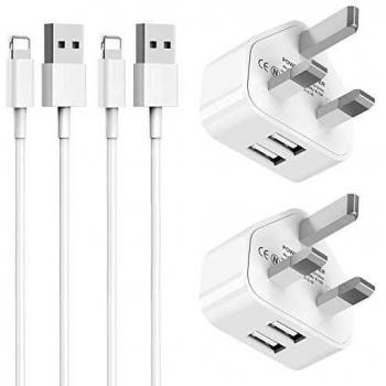 AXIULOO 4‑Pack Plug Adapter & 2 m Charging Cable for iPhone Models