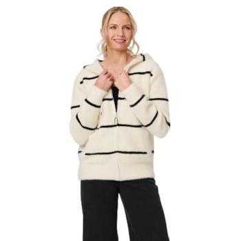 White Striped Hoodie Top