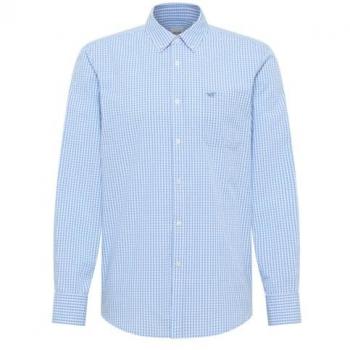 Langarm-Mustang Herren Shirt – Style Chester – Blau