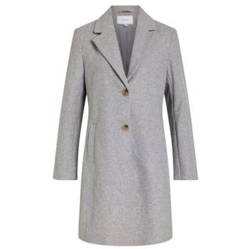 Vila Claudia Women's 44 Light Grey Mélange Buttoned Coat