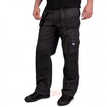 Men's Grey/Black Multi-Pocket Cargo Pants with Knee Pad Pockets and Fixed Holster