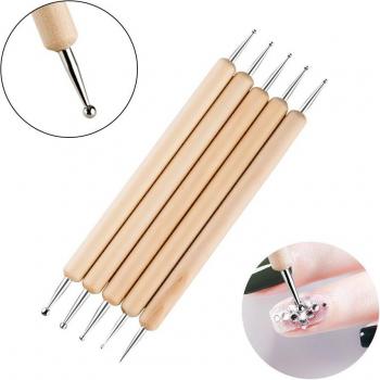 5pcs Double-ended Nail Art Dotting Tools with Rhinestones Picker
